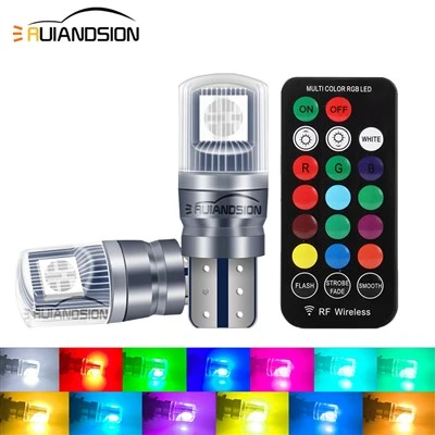 Car T10 Led Rgb Bulbs With Remote Control