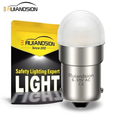 Ruiandsion 1156 Ba15s Super Bright LED Metal Indicator Light Bulb AC6-30V White Warm White